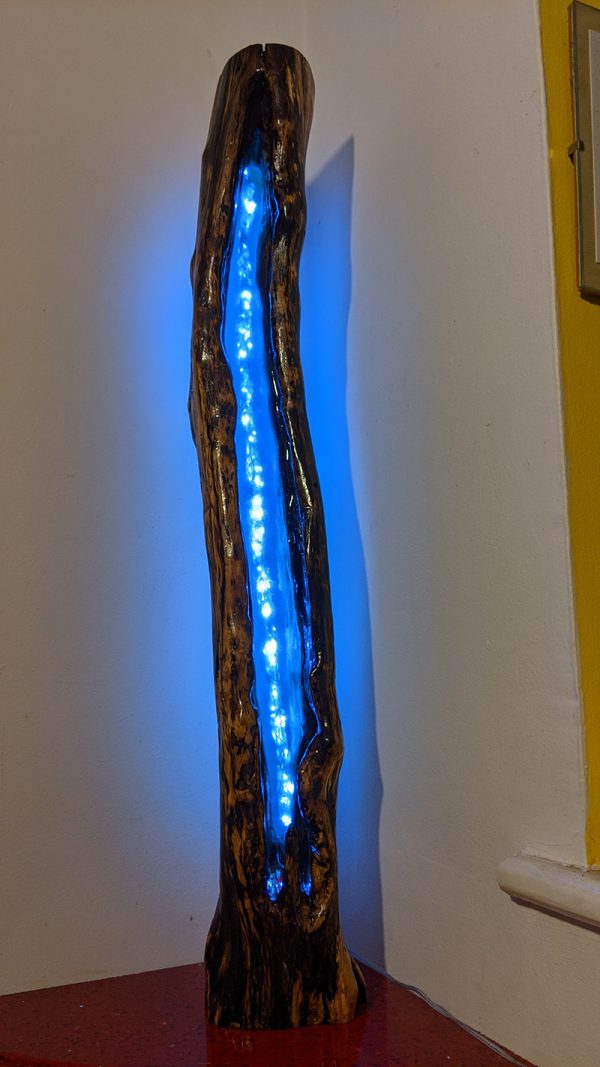 Live Edge Lamp - Tall Blue